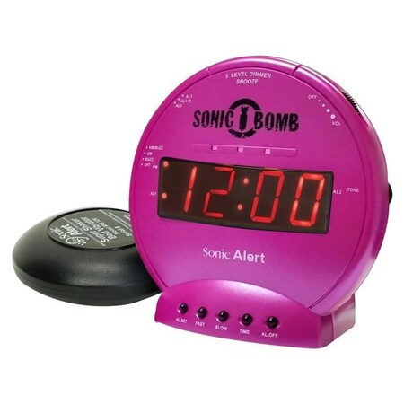 Sonic Alert Sonic Alert SA-SBB500SS-P Sonic Bomb Vibrating Alarm Clock - Pink SA-SBB500SS/P